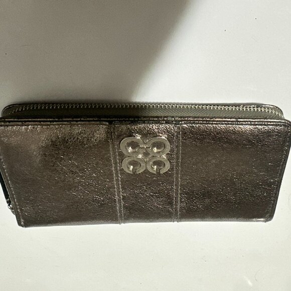 NWOT Coach Metallic Silver / Purple Long Wallet - Picture 1 of 4